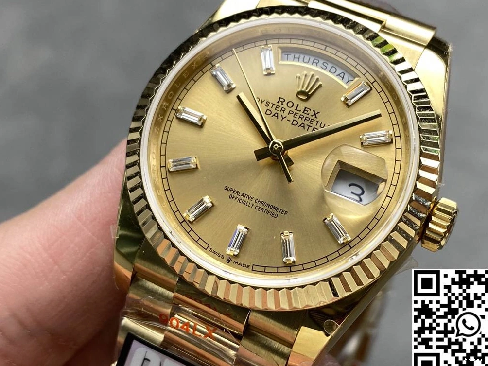 Day 36mm Gold Gold Tungsten Dial Steel Rolex Factory Date Yellow QF M128238-0045 v5 0516